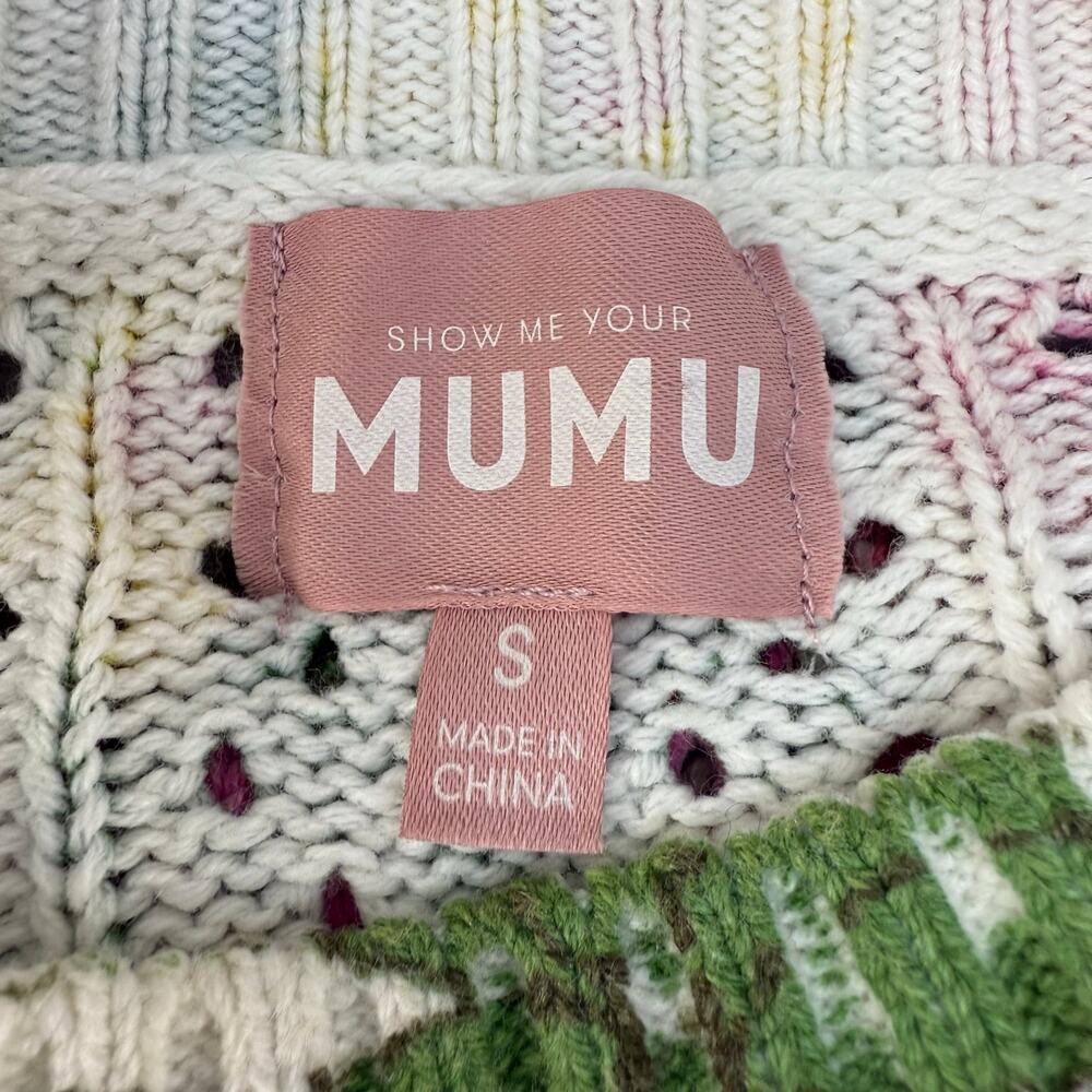 Show Me Your Mumu Women's Vienna Sweater S Pink Green Floral Cropped Length - Picture 6 of 9